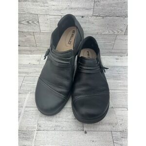 Clarks Shoes Womens Size 9 Black‎ Leather Comfort Slip On Loafers Walking EU 40